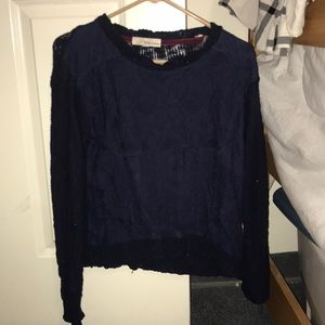 Blue lace and knit sweater